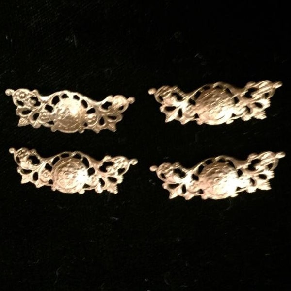 4 Tiny FILIGREE ACCENTS smallest size @ 1" wide (4 pcs)