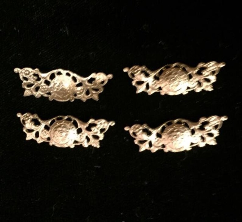 4 Tiny FILIGREE ACCENTS smallest size 1 wide 4 pcs image 1