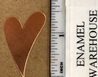 Pack of 6 medium FUNKY HEART Copper 24ga - 1 1/2" x 1"