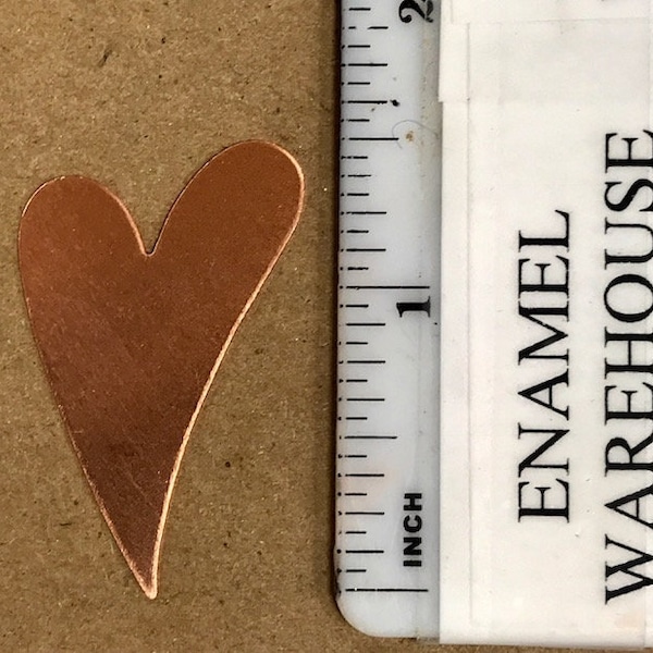 Pack of 6 medium FUNKY HEART Copper 24ga - 1 1/2" x 1"