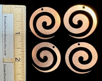 Copper Stamping for Enameling - SPIRALS #2 - 4 Pieces
