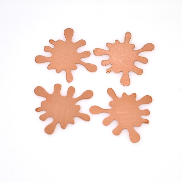 Copper Stamping for Enameling - SPLASH- 4 Pieces 35 mm