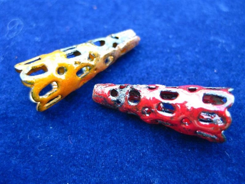 FILIGREE TRUMPET BEADS for torch firing 5 pieces Etsy