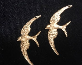 TWO BRASS SWALLOWS (2 pcs)