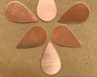 SIX Copper Tear Drops 24 gauge