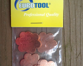 SIX FLOWER 1 1/4" Quantity 6 Larger Copper shapes for enameling