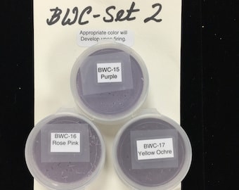 BWC Set 2 WATER COLOR Enamels Set #2 contains 3 special colors- Purple, Rose Pink, and Yellow Ocre