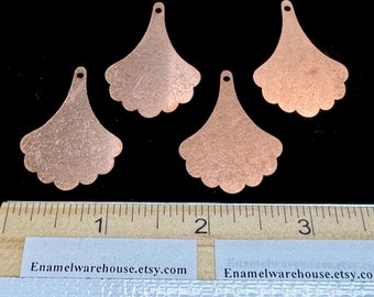Copper Stamping for Enameling - DROP #4- 4 Pieces 40 mm