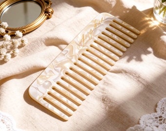 Peineta de ámbar grabada personalizada, peineta con nombre personalizado, regalo para damas de honor de boda, peineta de mármol, peineta de bolsillo, regalo nupcial