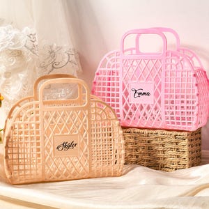 Personalized Plastic Jelly Bag, Beach Party Jelly Bag, Wedding Jelly Handbags, Vintage Jelly Basket, Bridesmaid Gifts, Bachelorette Gifts