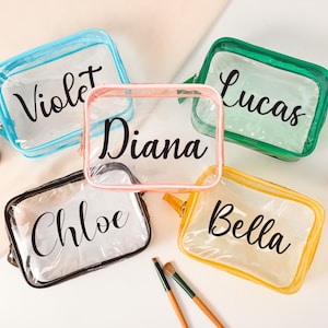 Personalized Clear Makeup Bag, Clear Cosmetic Bag, Bachelorette Bags, Transparent Cosmetic Toiletry Bag, Bridesmaid Gifts, Travel Bag