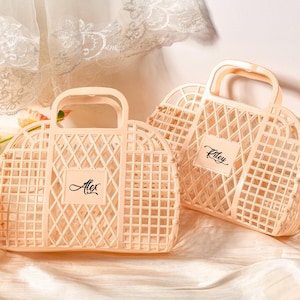 Personalized Plastic Jelly Bag, Beach Party Jelly Bag, Wedding Jelly Handbags, Vintage Jelly Basket, Bridesmaid Gifts, Bachelorette Gifts