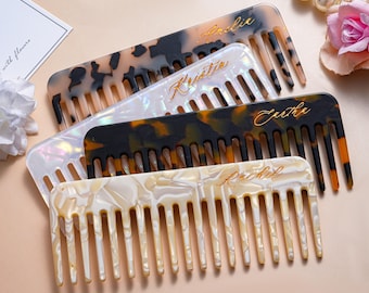 Personalized Engraved Marble Hair Comb, Custom Name Hair Comb, Bridesmaids Gift, Pocket Comb, Bridal Gift, Wedding Favors