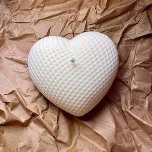 Elegant Textured Heart Candle – Soy Wax Handmade