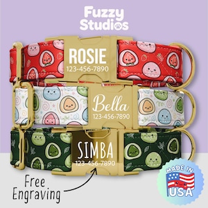 Cute Mochi Pattern Dog Collar Personalized, Japanese Mochi Dessert Collar & Leash Set, Metal Buckle, Free Engraving (FS-36)