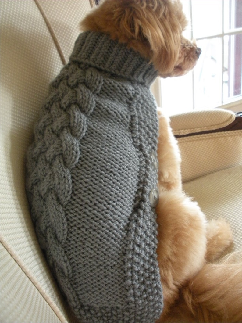 Dog Sweater Basket Weave Button Down Silver Grey Hand Etsy