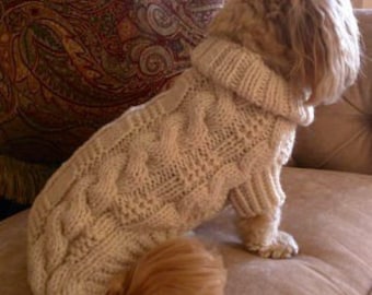 SALE - Ready to Ship - Classic Fisherman Cable Knit Dog Sweater - Medium