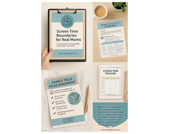 Screen Time Boundaries Guide- Printable Parenting Rules, Family Tech Agreement & Screen time Tracker | Digital Download for Moms