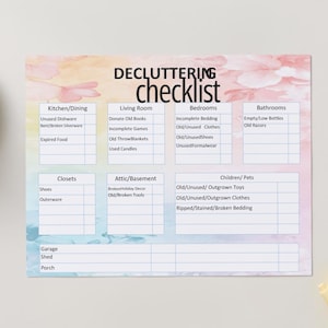Checklist voor opruimen afdrukbare pdf | Home Organisatieplanner | Minimalistische schoonmaaklijst | Gids voor opruimen van je huis | Direct downloaden