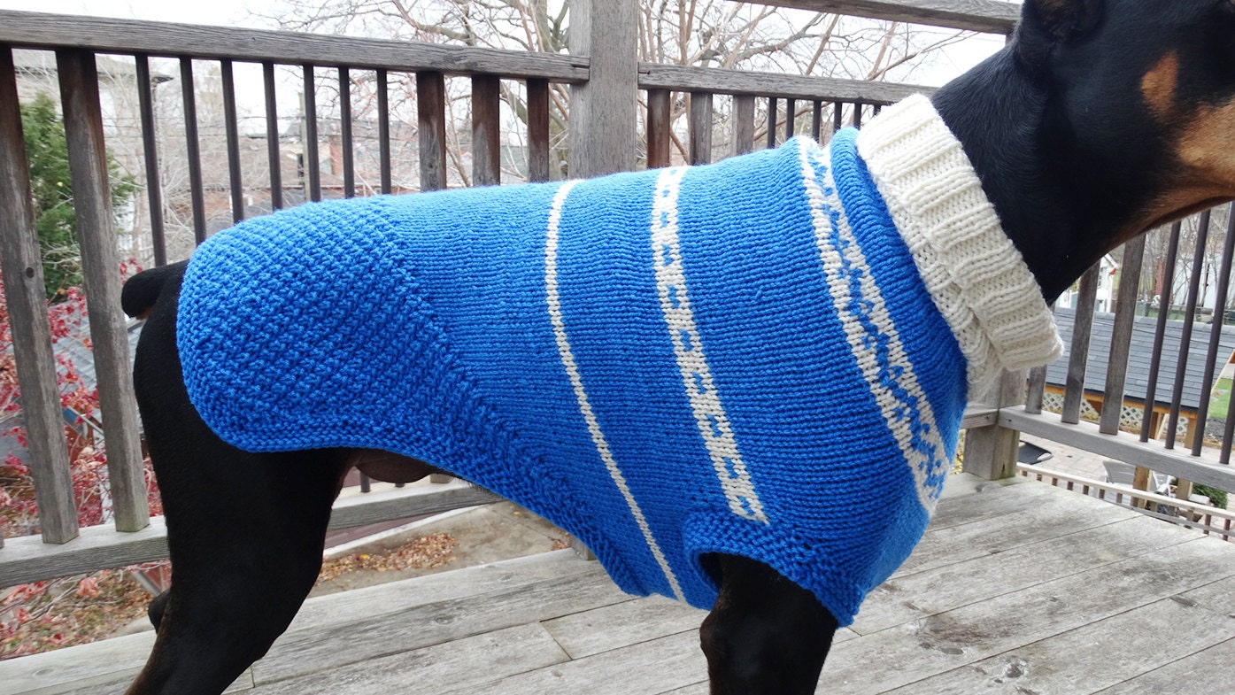 Doberman/xlarge Dog Coat/sweater With Roll Collar in Blue and Etsy