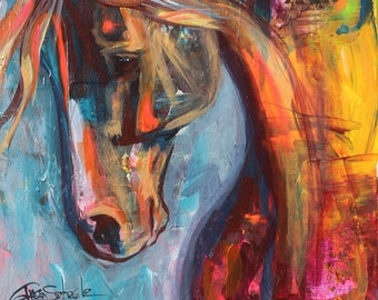 Rainbow lights 11 x14 print equine art pony wild mustang