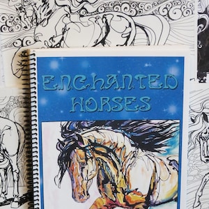 Adult Coloring book horses fantasy equine ponies galore western fun artist original