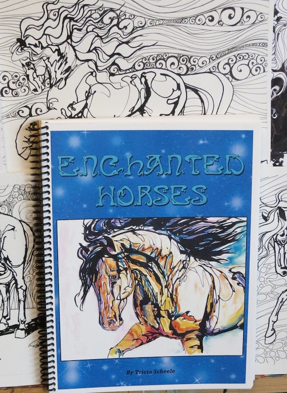 Download Adult Coloring Book Horses Fantasy Equine Ponies Galore Etsy