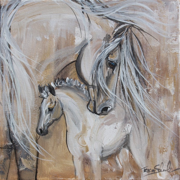 Mare and Foal. in lovely Pottery barn colors. subtle and striking