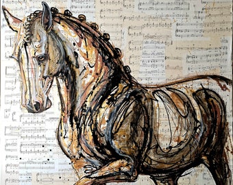 Musical Dressage Art horse Equine mixed media world cup wec
