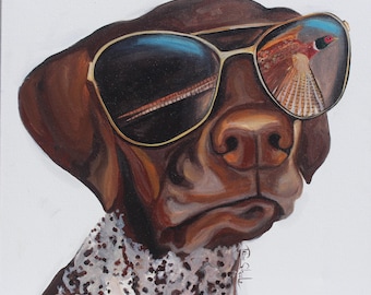 German Shorthair Pointer art pheasant dad gift dog art GSP