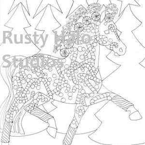 Christmas horse pony candy cane coloring page adult coloring page fun kids activity holiday