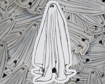 White Ghost Sticker - Sheet Ghost Vinyl Sticker Decal for Water Bottle, Laptop, Accessories, Decoration - Spooky, Halloween, Cute, Funny