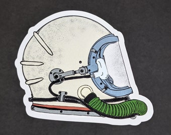 Astronaut Helmet Sticker - Retro Vintage Sci-fi Space Helmet Vinyl Sticker Decal for Water Bottle, Laptop, Accessories, Decoration