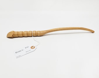 Handmade Real Wood Wand -- 14 1/4 Inch Birch Hand Turned & Hand Carved Magic Wand Featuring "Talon" Handle and Curved Shaft