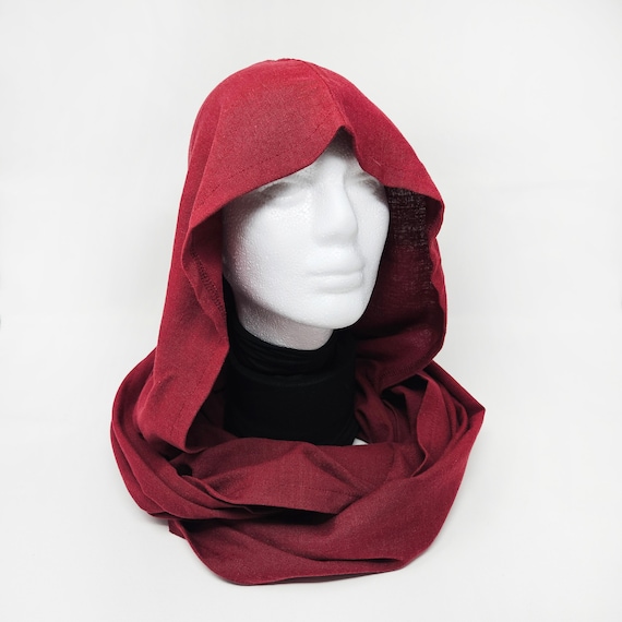 Lightweight Colored Linen Scarf Hood, Scoodie -- Hooded