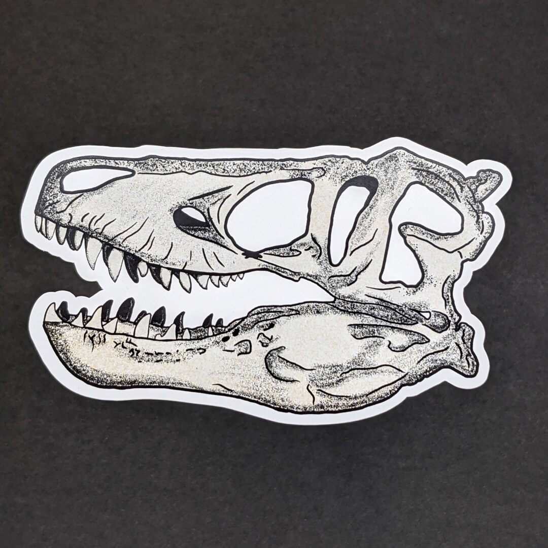 Utah Raptor Skull Sticker: Sepia Dinosaur Decal - Etsy