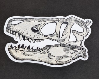 Dinosaur Skull Sticker - Utah Raptor Dinosaur Skull Vinyl Sticker Decal for Water Bottle, Laptop, Accessories, Decoration