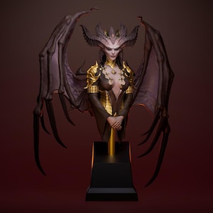 Mystic Lilith Bust – Hand Painted 14K Resin Sculpture – Dark Fantasy Figure