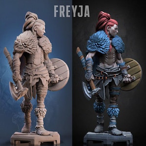 Freyja Warrior Statue – Hand Painted 14K Resin Figure – Norse Goddess Fan Art