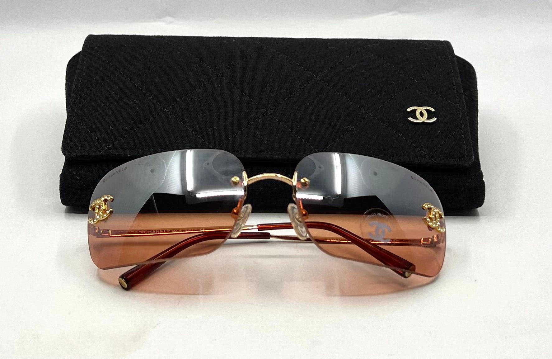 Chanel 4017-D Rimless Shield Sunglasses Swarovski Cc-unworn|y2k