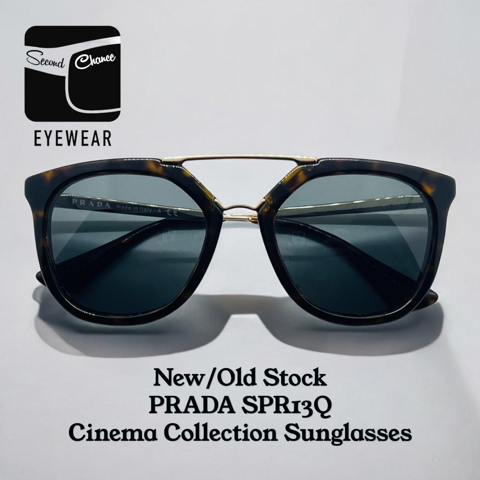 Prada SPR13Q Cinema Browline Sunglasses with Case RARE New PRADA CINEMA Medium Havana Pale Gold Sunglasses SPR  main image 2