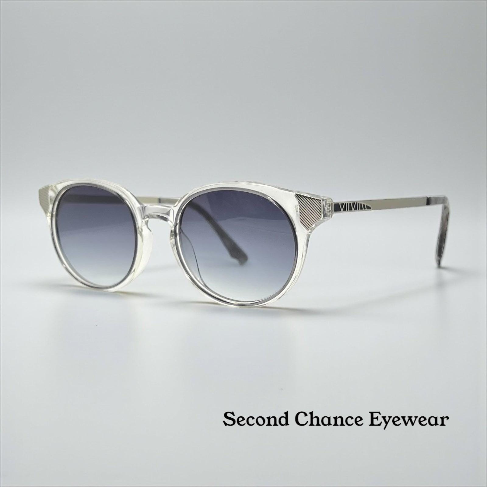 Vintage Refurbished Eyeglasses Round Metal Frame Nat & Coco 1315 Grey Lens Y2K Silver Retro-Vintage Metal Round Eyeglasses - Moore main image 3