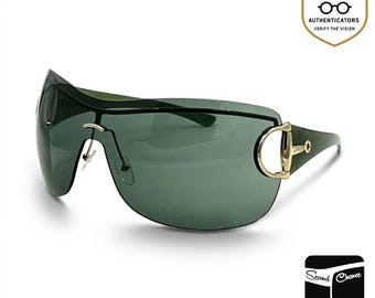 Gucci Gg 2711|S Vintage Sunglasses Z8C Shield Green Italy