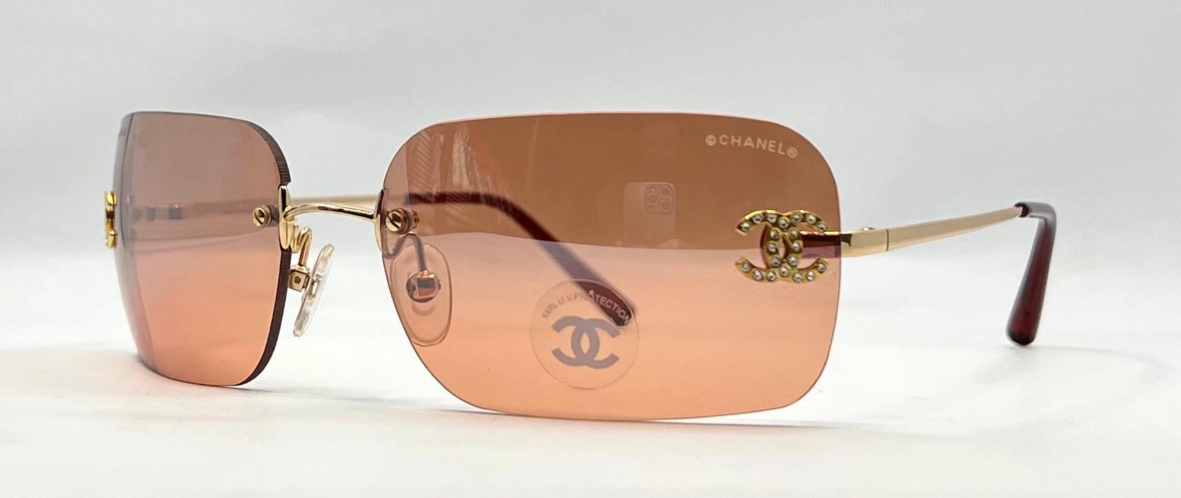 Chanel 4017-D Rimless Shield Sunglasses Swarovski Cc-unworn|y2k