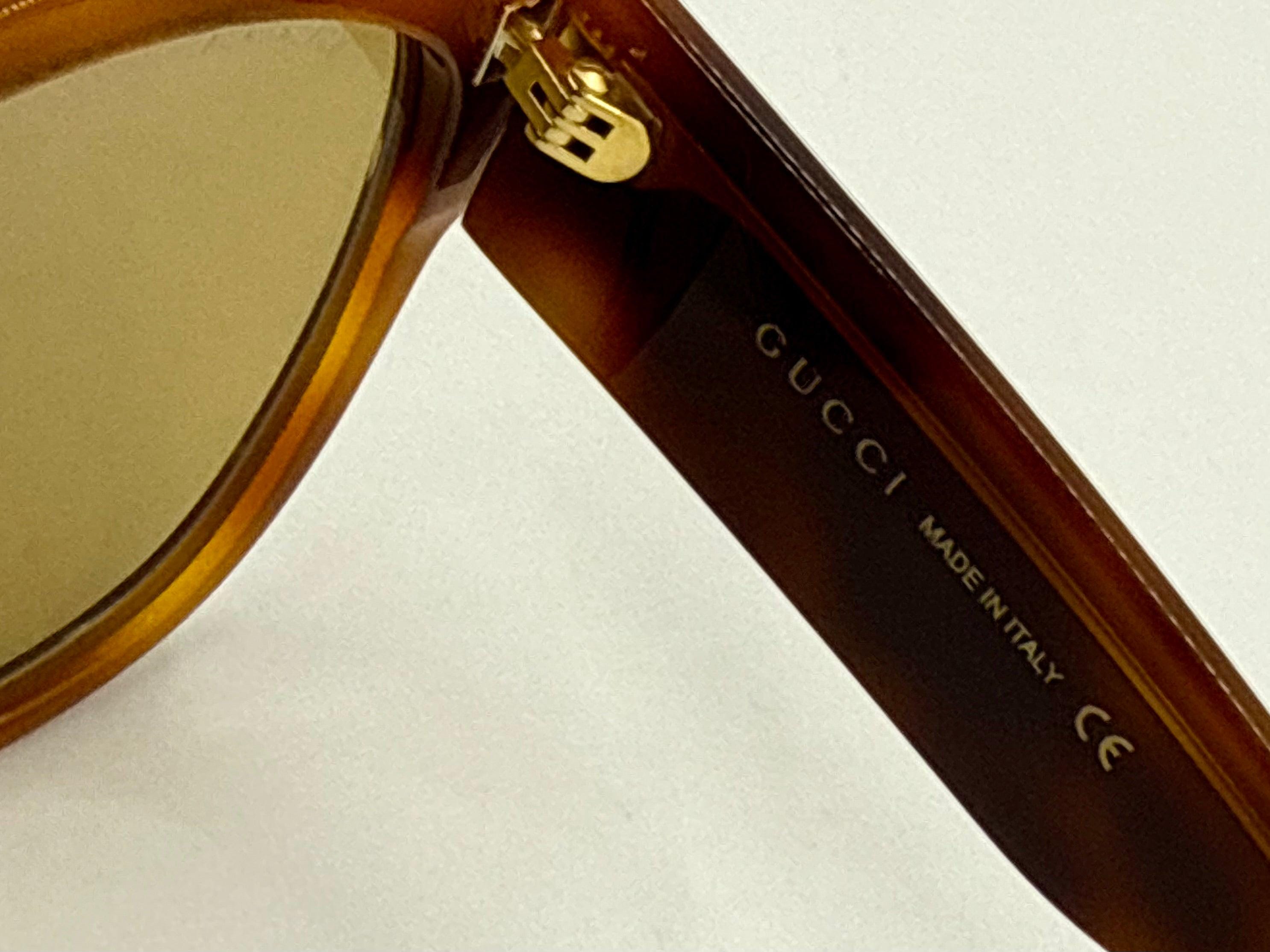 Gucci Gg0059s 003 Amber Tortoise Geometric Sunglasses W  display picture 2