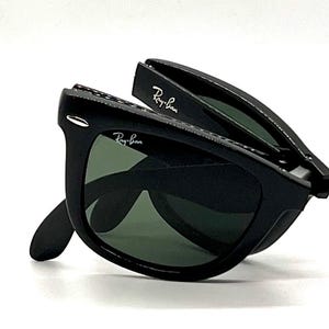 Ray-Ban Folding Wayfarer Schwarz G15 Ungetragenes Komplettset B & L Koffer RB4105 Style Italy Bild 2