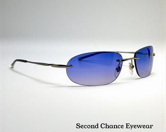 Tommy Bahama Tb7|Sa Sunglasses Rimless Shield Matte Silver Purple Y2K Deadstock