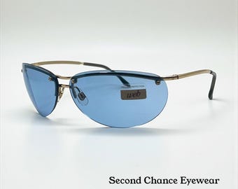 Web 3004 Y2K Vintage Sunglasses-Italy Deadstock-Blue Lenses|Semi-Rimless 68mm