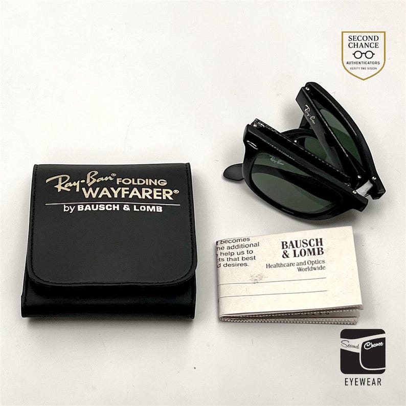Ray-Ban Folding Wayfarer Schwarz G15 Ungetragenes Komplettset B & L Koffer RB4105 Style Italy Bild 1