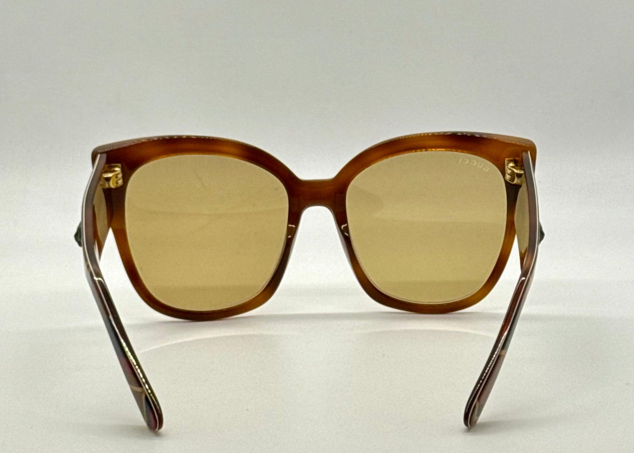 Gucci Gg0059s 003 Amber Tortoise Geometric Sunglasses W  display picture 3